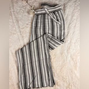 3 for 12- Rewind black & white stripped linen pants- XL